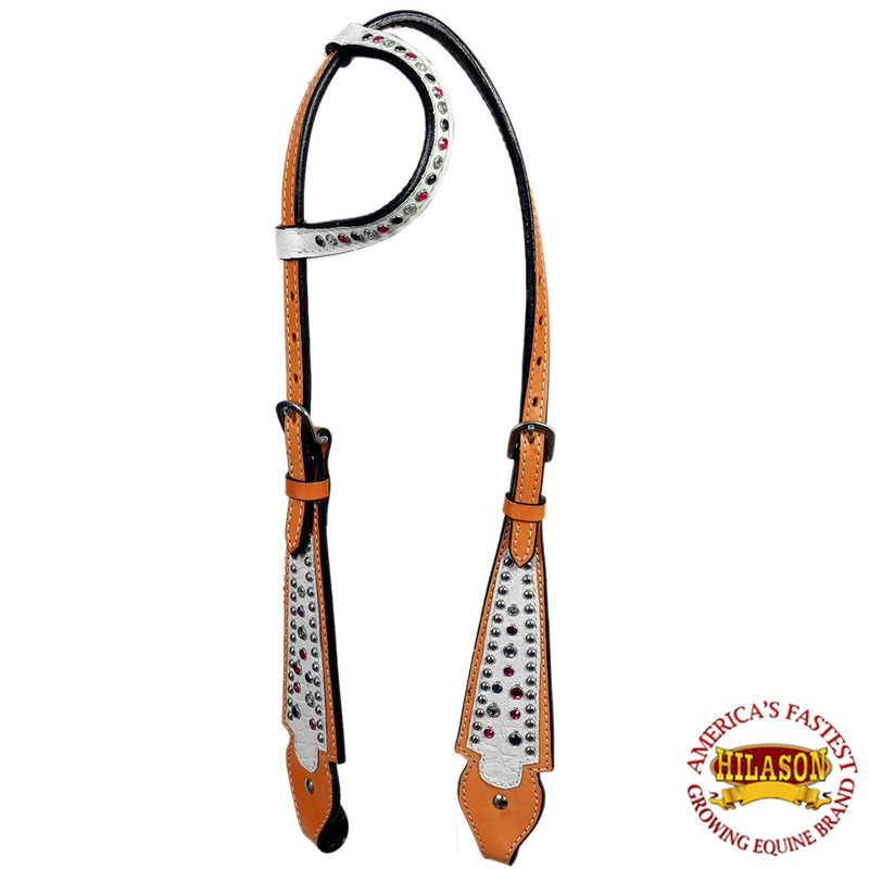 HILASON Western Horse One Ear Headstall American Leather Floral White | Headstall for Horses Western | Horse Headstall | Western Headstalls for Horses | Headstalls for Horses | Western Headstall