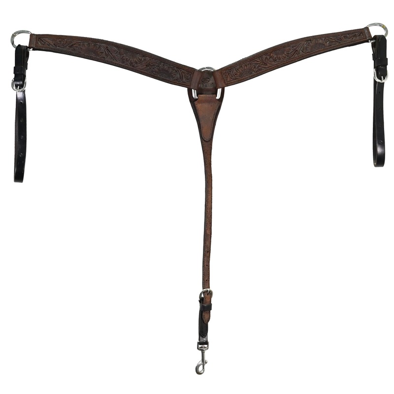 Billy Cook Saddlery 2″ Chocolate Roughout Sunflower Tooled Breast Collar