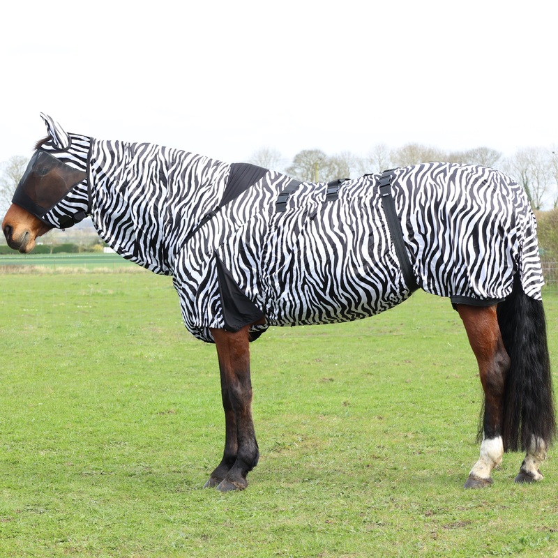 Hy Equestrian Sweet Itch Zebra Fly Mask
