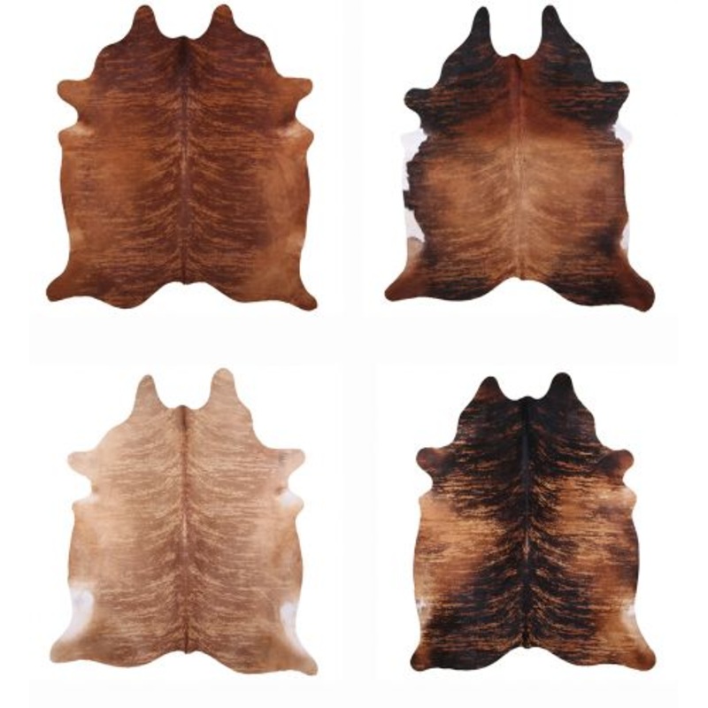 #5086: Large Brazilian Brindle hair on cowhide rug