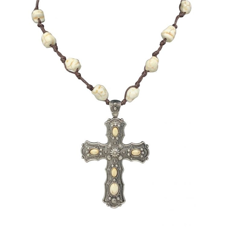 Natural Stone cross earring and necklace set