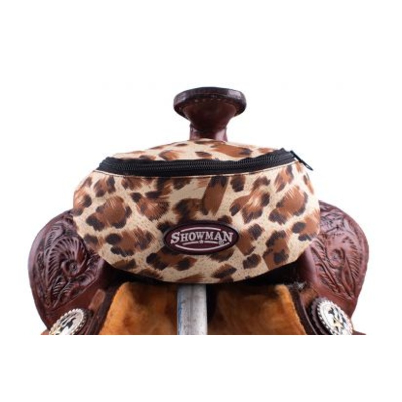 #68-7626-L: Showman Leopard Print Insulated Nylon Saddle Pouch