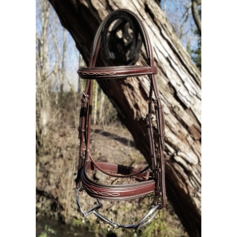 Edgewood Fancy Stitched Raised Bridle – 1″ Padded Crown, Caveson, and Brow 12LFP