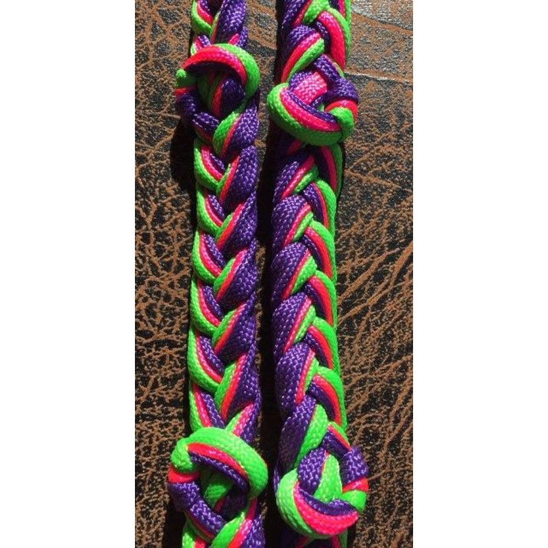 Martha Josey Super Knot Barrel Racing Rein Purple/Hot Pink/Lime