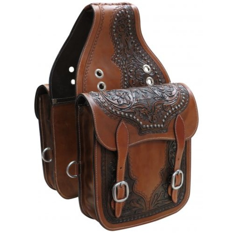 #SB-59: Showman  Tooled leather saddle bag