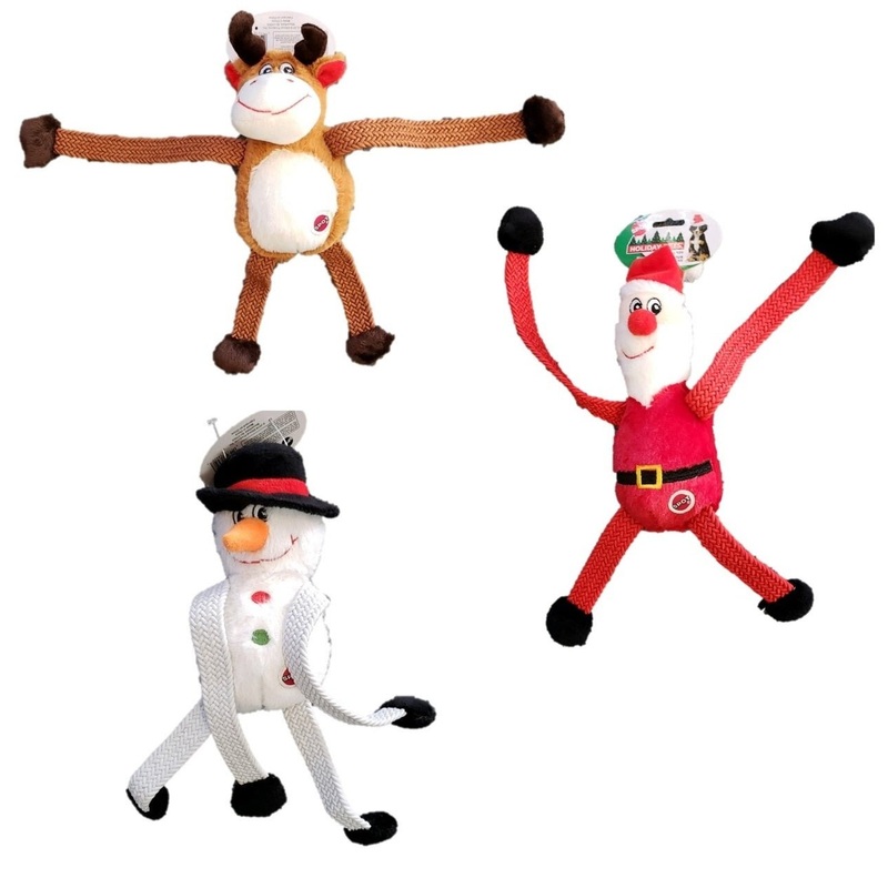Dog Toy Ethical Pet Holiday Christmas Stretch and Pull Squeaker Toys 13″