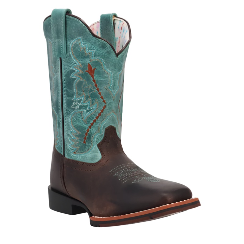 DPC4002 Dan Post Salina Leather Childrens Cowboy Boot – Chocolate Turquoise