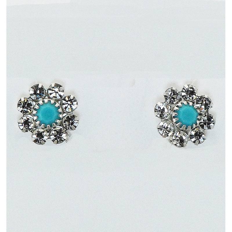 Western Edge Stone Flower Stud Earrings