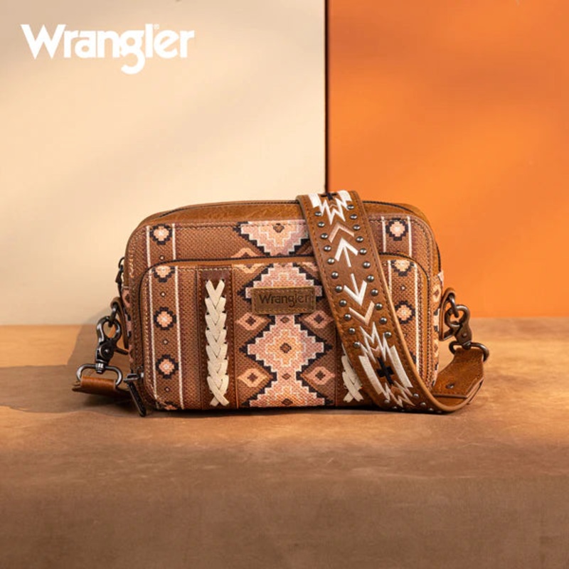 Wrangler Southwest Print Crossbody ~ Dark Brown