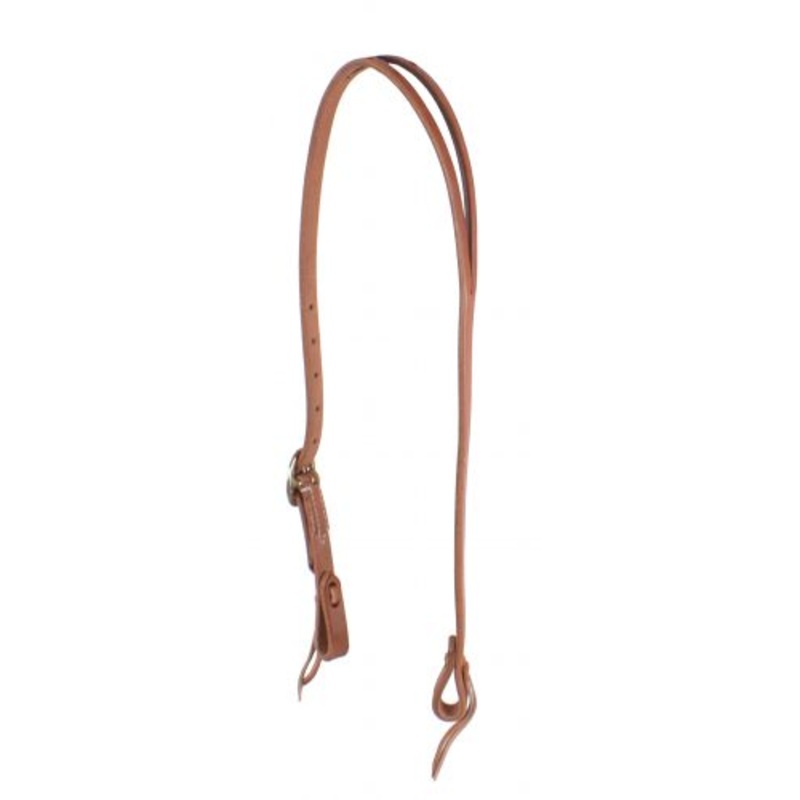 #74072: Showman  Argentina Cow Harness Leather split ear headstall with copperbuckle and tie on b