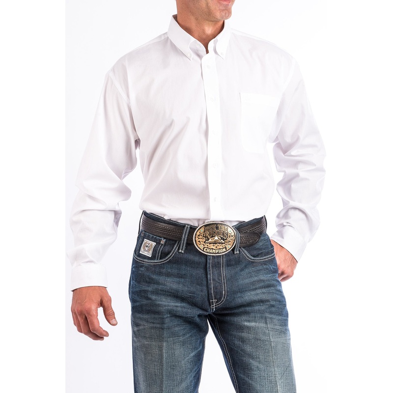 Solid White Button-Down Western Shirt