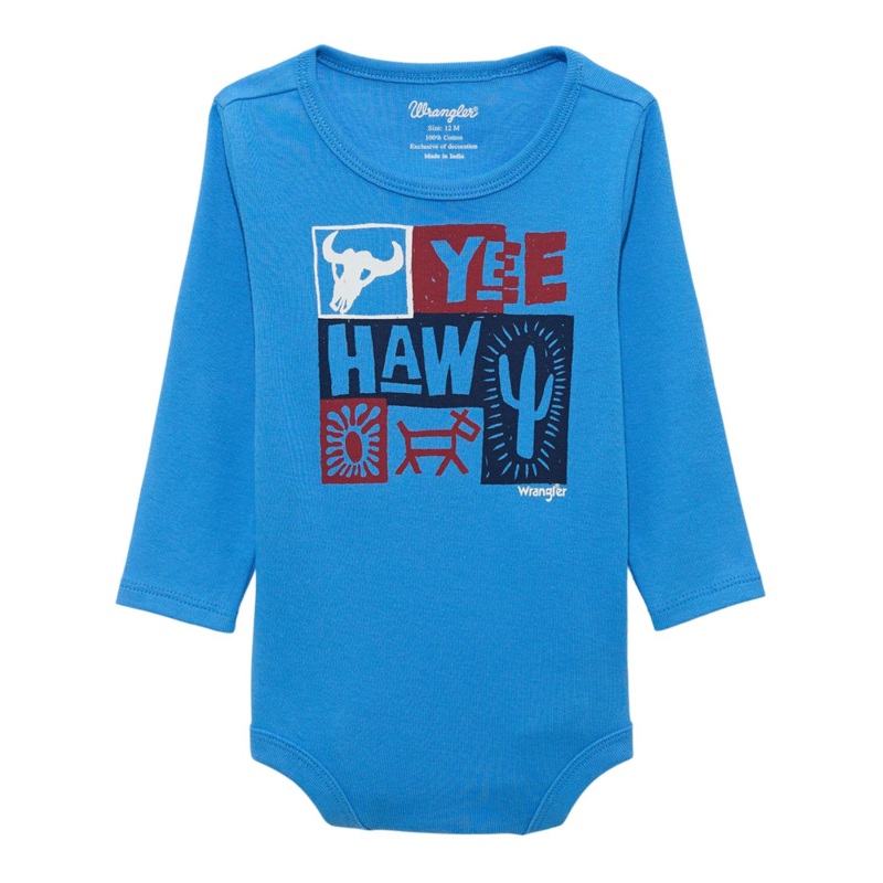 112365827 Wrangler Baby Boy Long Sleeve Knit Bodysuit – Blue