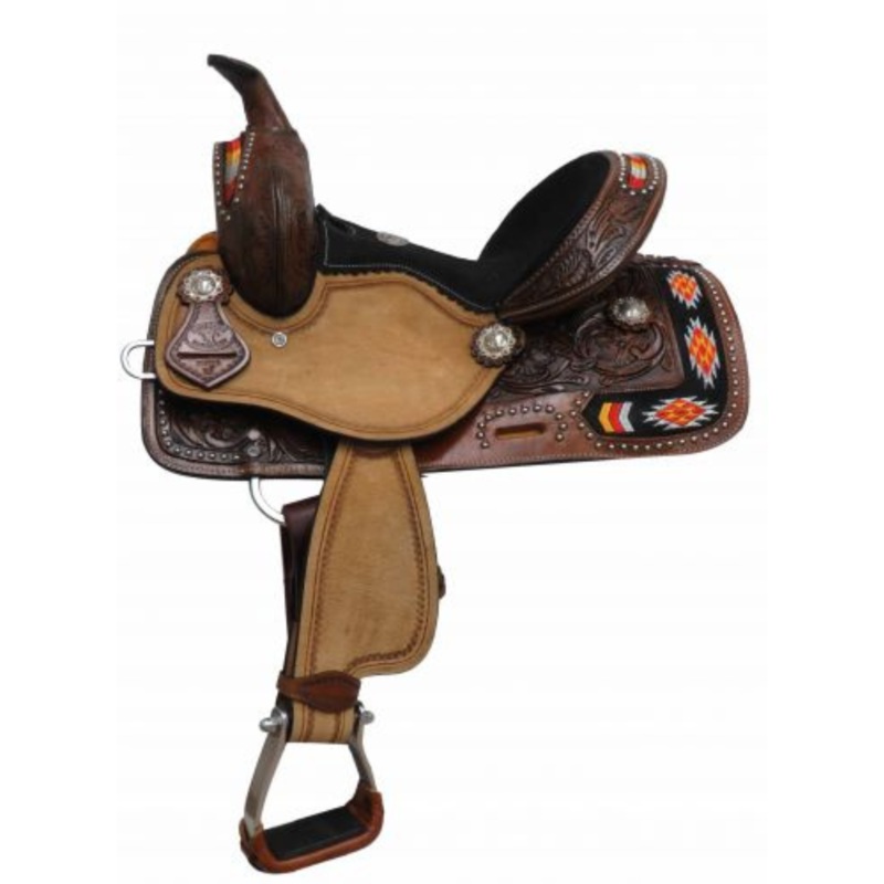 12″ DOUBLE T YOUTH/PONY EMBROIDERED NAVAJO SADDLE