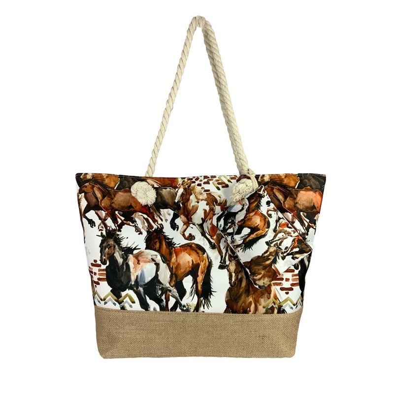 Western Burlap Tote- FREE SHIPPING