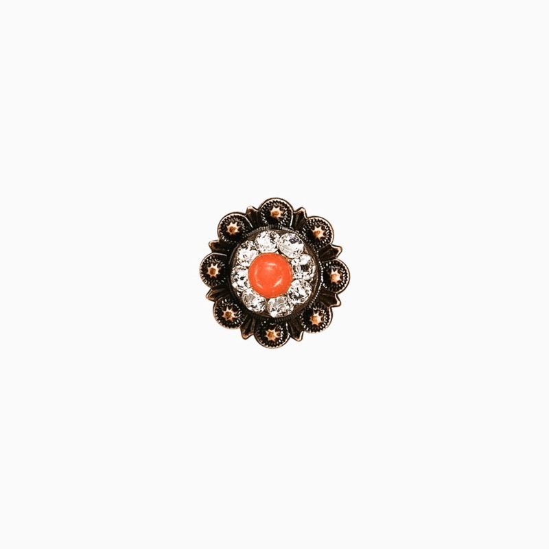 Fashion Coral & Clear Copper 1″ European Crystal Concho