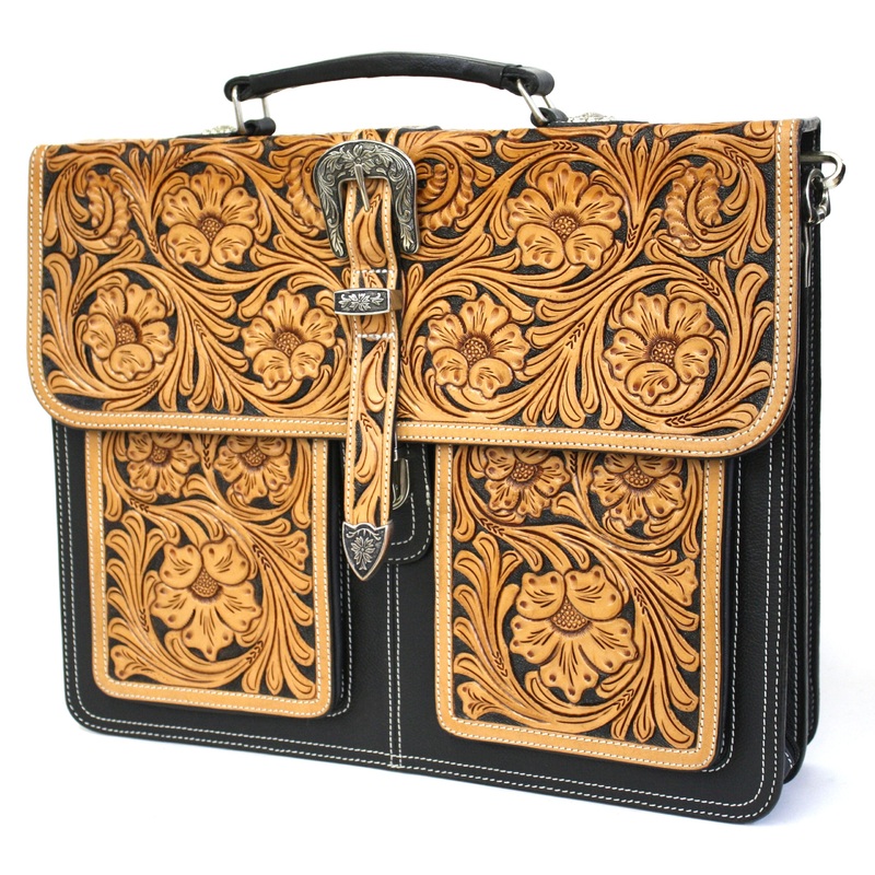 Floral Two Tone Leather Briefcase
