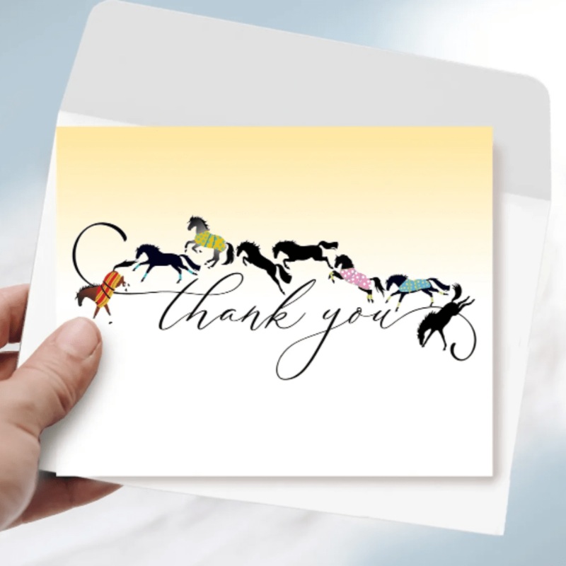 Thank You Card – Yellow Galloping Horses