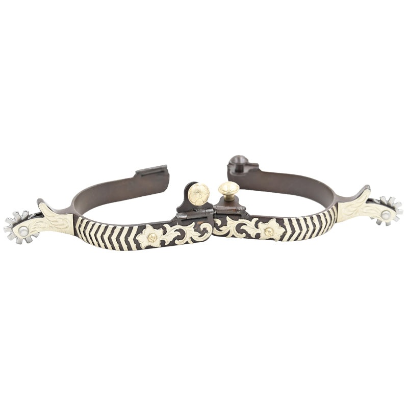 Coolhorse Browned Steel Floral and Chevron Ladies Spurs