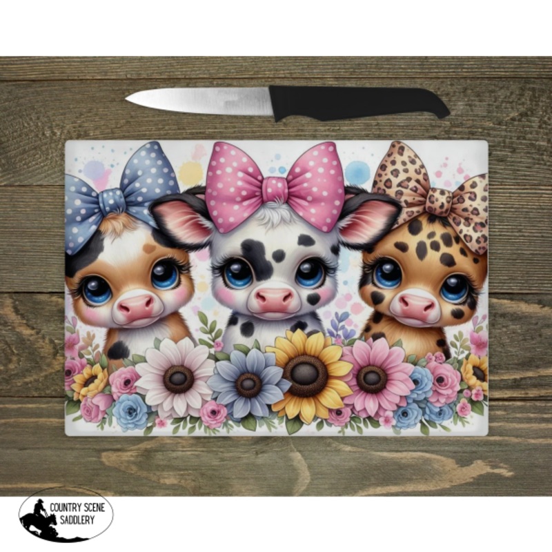 Glass Chopping Board – 3 Little Cows