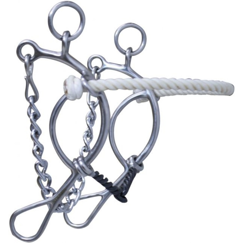 #251072: Showman stainless steel rope nose gag bit with 8″ cheek