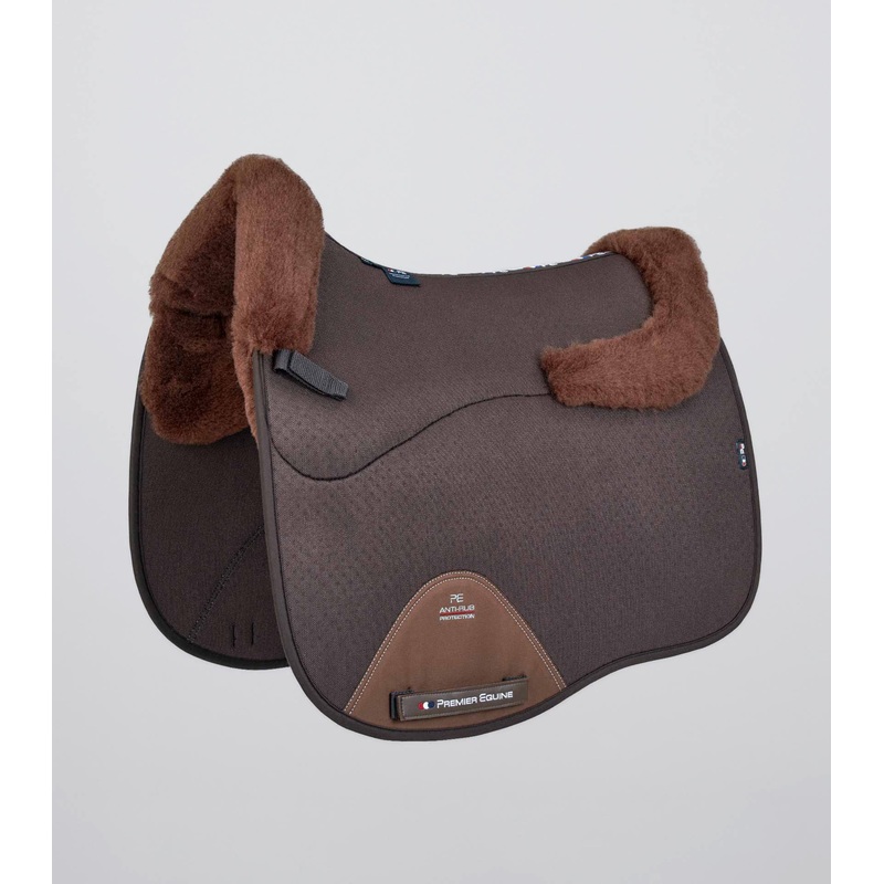 Close Contact Airtechnology Shockproof Wool Saddle Pad – Dressage Square Brown/Brown Wool