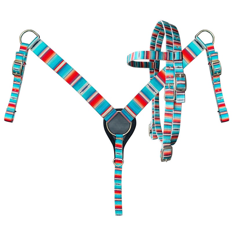 Showman  PONY SIZE Nylon Headstall & Breastcollar set With Serape Print Design