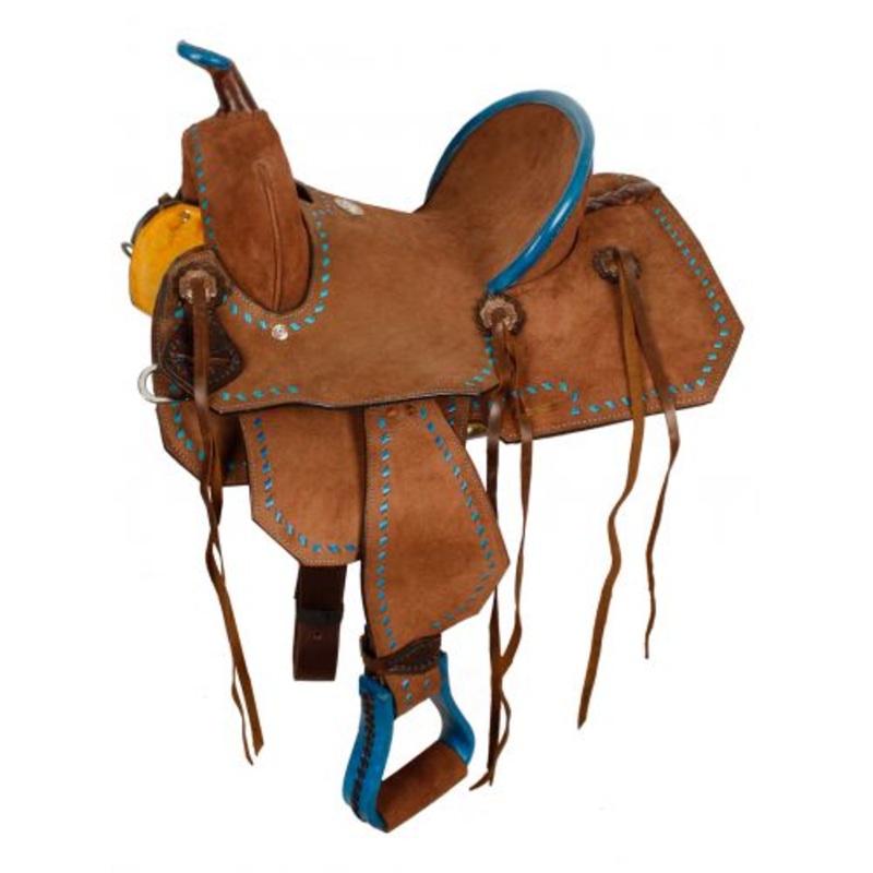 #1583313: 13″ Double TYouth/Pony Chocolate Roughout Barrel Saddle