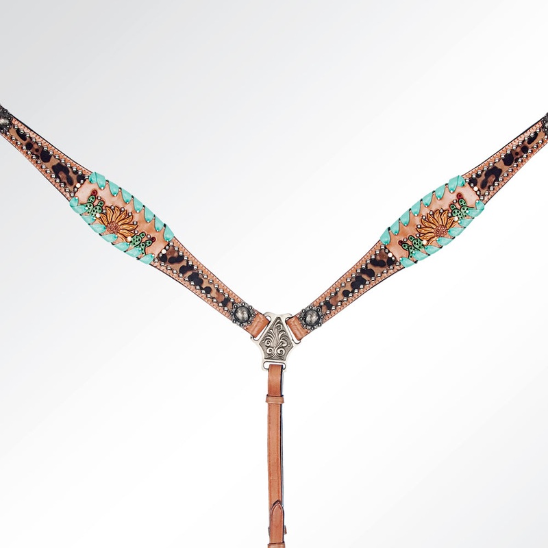 AMERICAN DARLING Western Horse Headstall Breast Collar Set American Leather