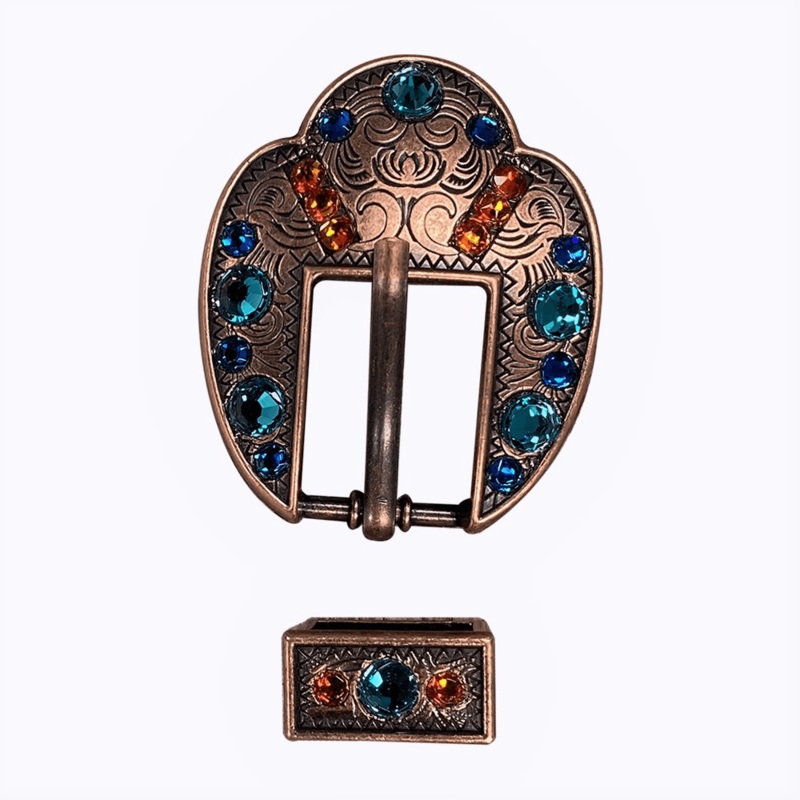 Capri Fire Opal & Teal Copper European Crystal Fancy Buckle
