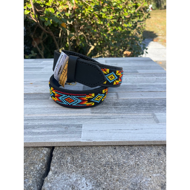 Cassidy Beaded Belt Wide Width The Aztec Collection – Brass Buckle