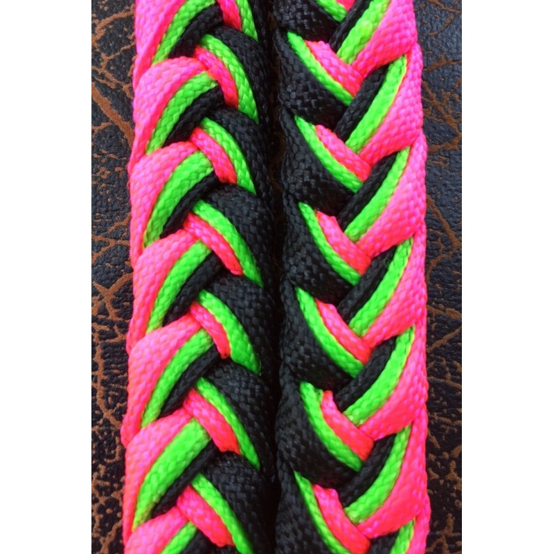 Martha Josey Super Knot Barrel Racing Rein Hot Pink/Lime/Black