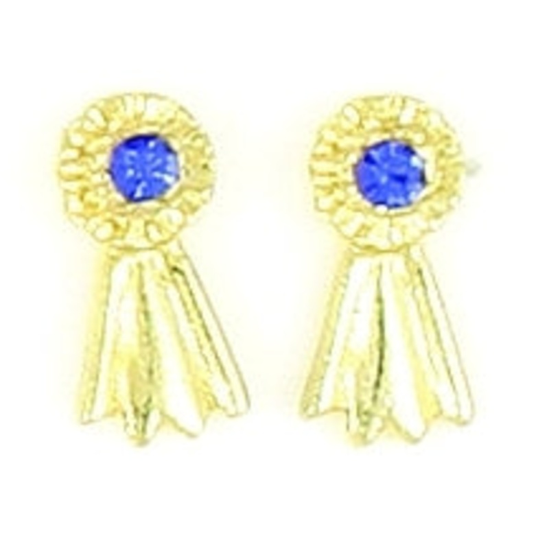 Finishing Touch Mini Blue Ribbon Pierced Earrings