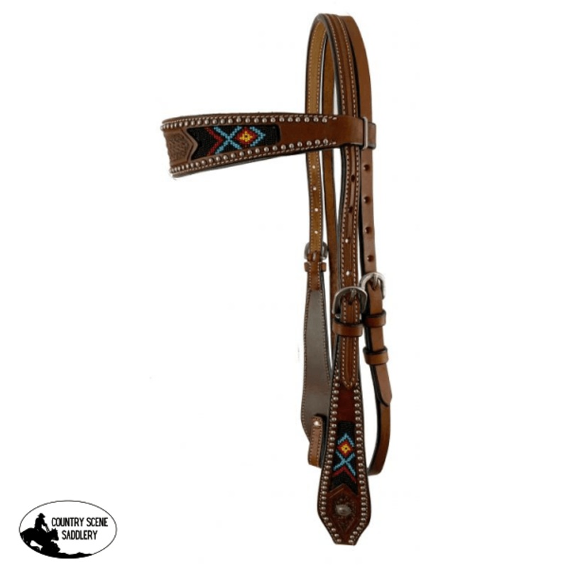 Showman Medium Brown Argentina cow leather brow-band headstall