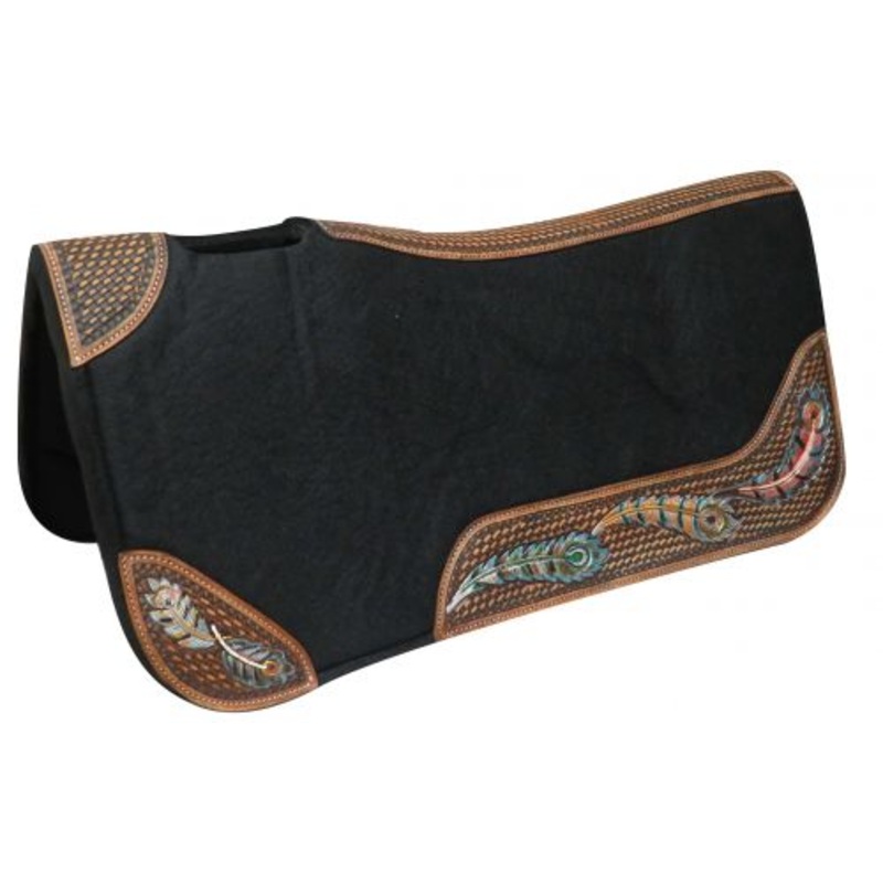 #4954: Showman  32″ X 31″ Contoured felt bottom saddle pad with painted wear leathers