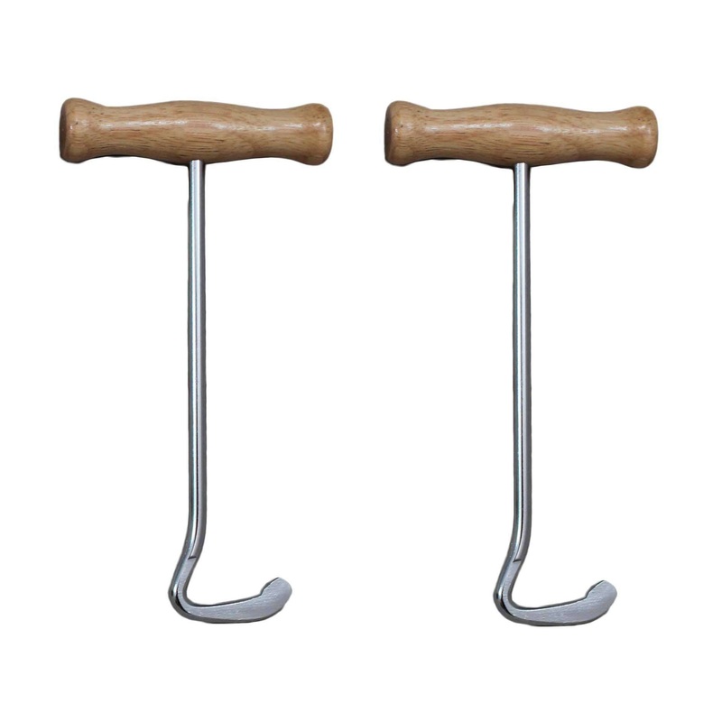 Derby Boot Pull Hooks with Wood Handles Pair 7.5″