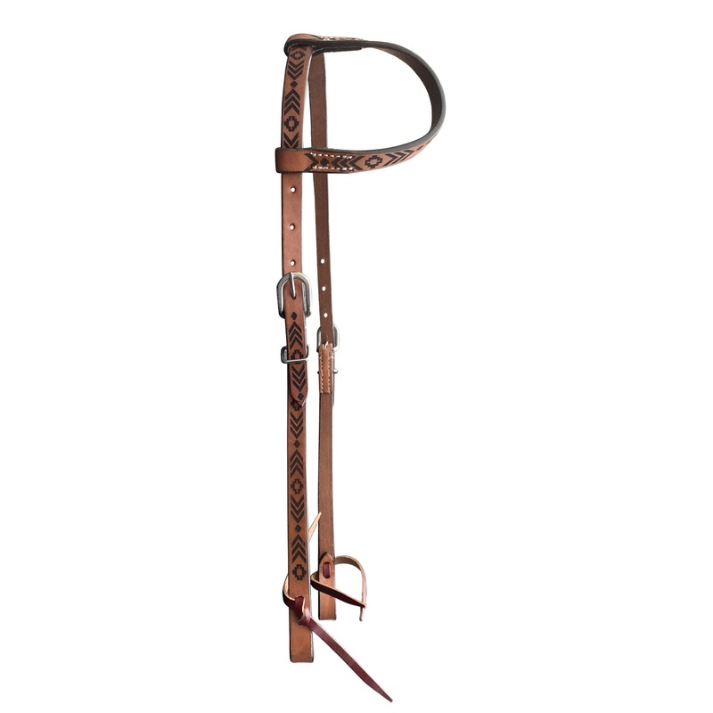 Showman  One Ear Argentina Leather Headstall with stamped Southwest design