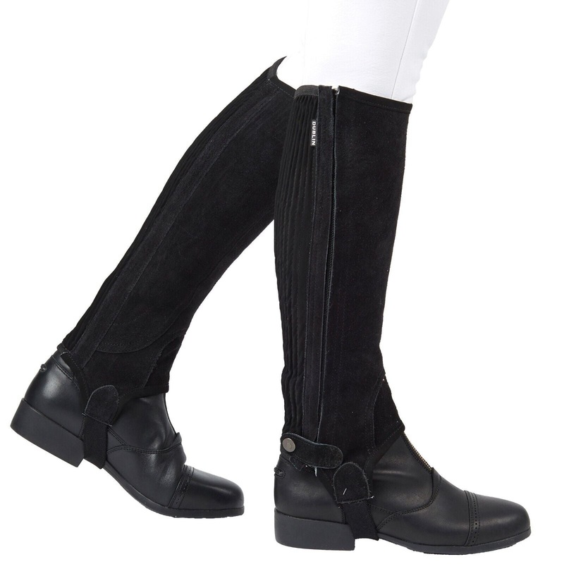 Dublin Suede Half Chaps II, Black or Brown, Adult & Child Sizes,