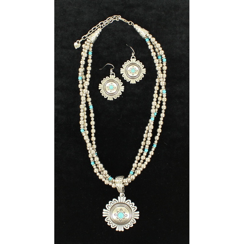 Blazin Roxx 3 Strand Medallion Jewelry Set