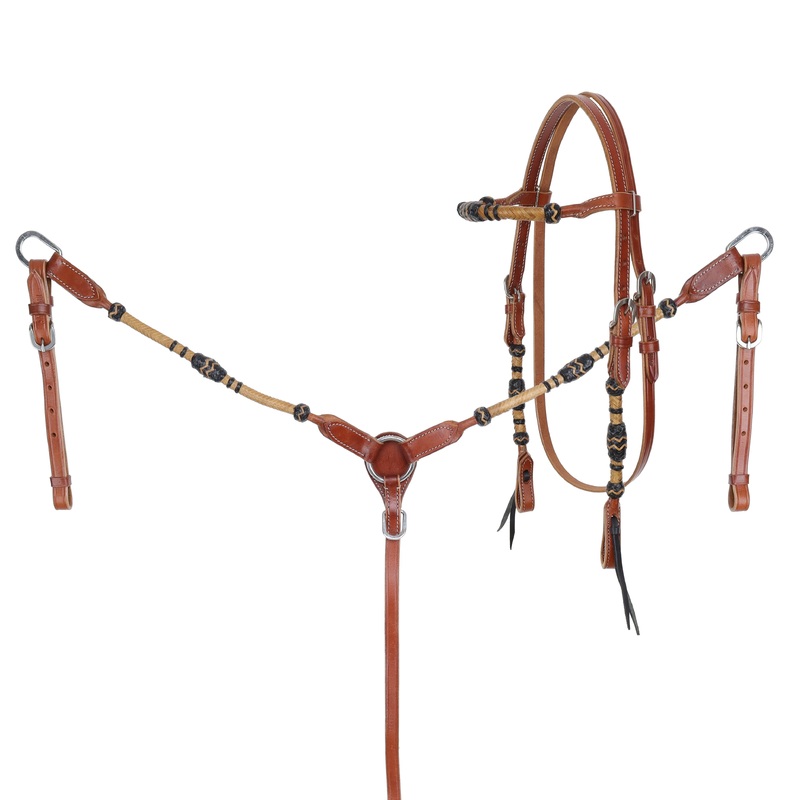 Browband Headstall and Breastcollar Set- RAWHIDE-FREE SHIPPING