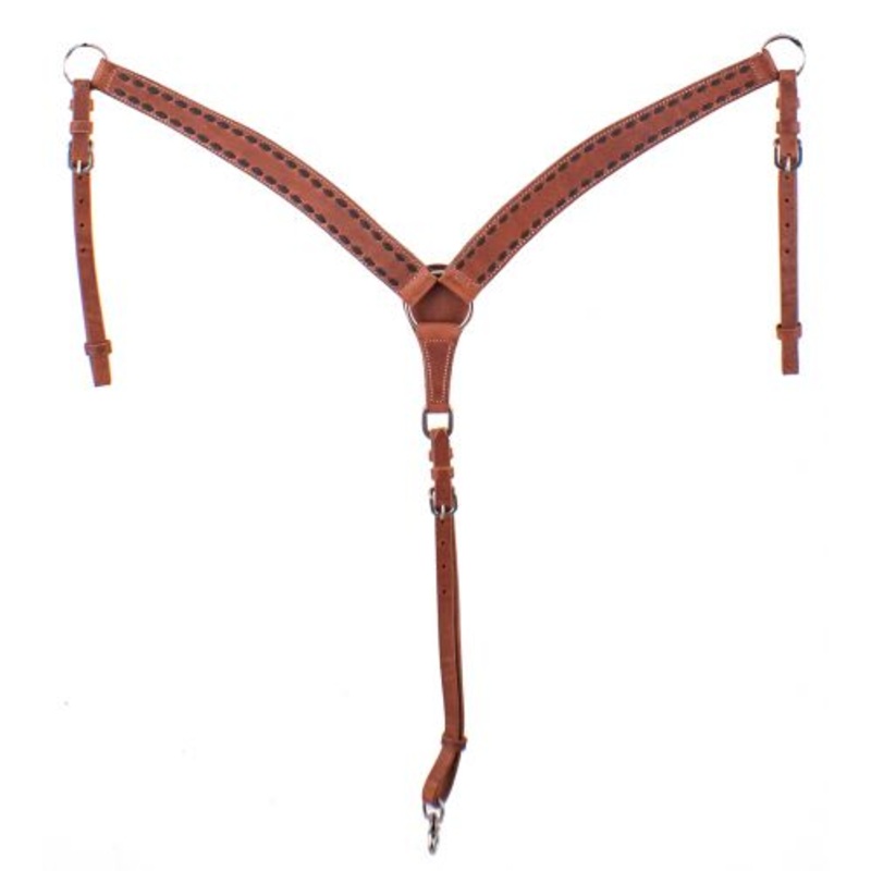#L-210: Showman  Harness leather breastcollar with dark brown buckstitch trim