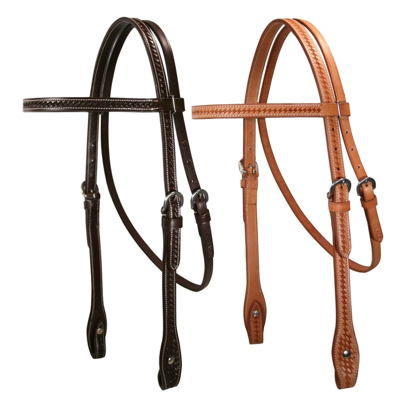 Tahoe Tack Basket Weave Browband Headstall USA Leather