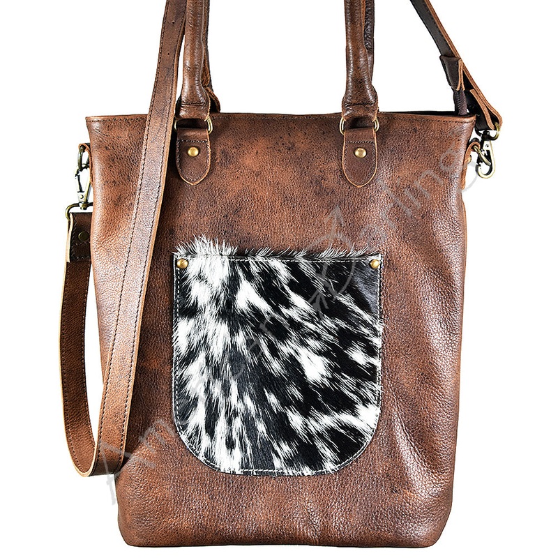 American Darling ADBG296BKW Tote Hair-On Genuine Leather Women Bag Western Handbag Purse