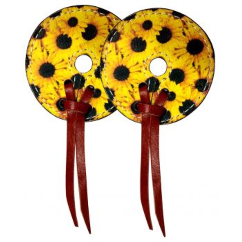 #177686: Showman  Leather bit guards with sunflower design