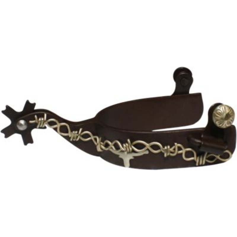 #257973: Showman brown steel spur with 1″ band and 2