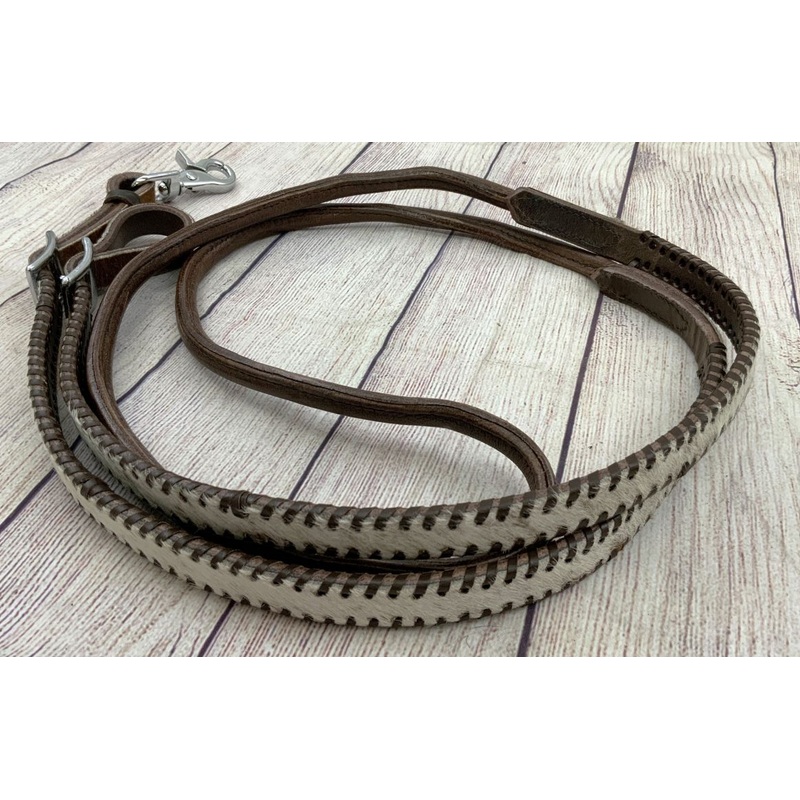 Showman Cowhide Whip Stitch Roping Reins