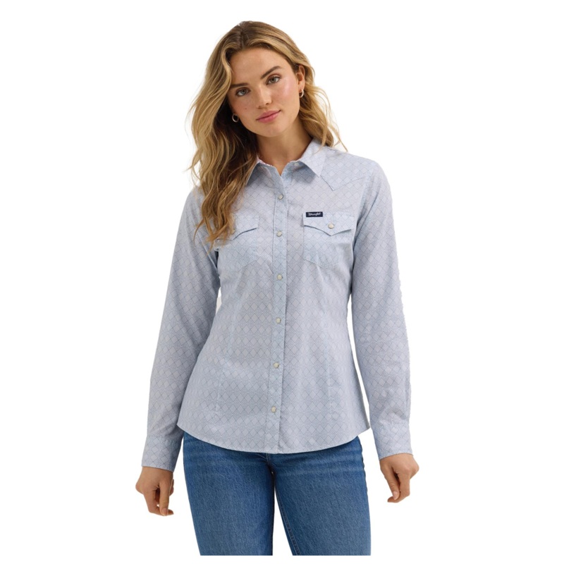 112364306 Wrangler Women’s Retro Western Dress Snap Shirt – Blue