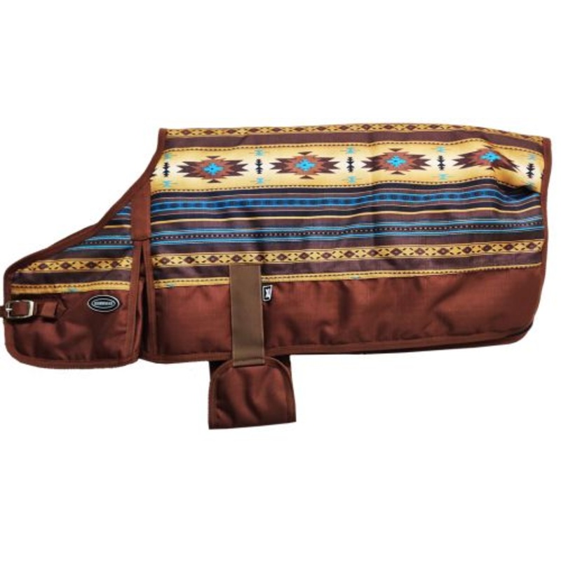 #442016XXL: Showman  XXLarge Brown and Teal Southwest Design Waterproof Dog blanket