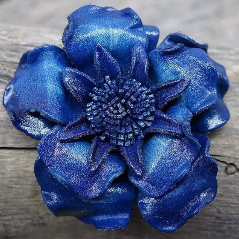 Blue Gardenia Leather Flower