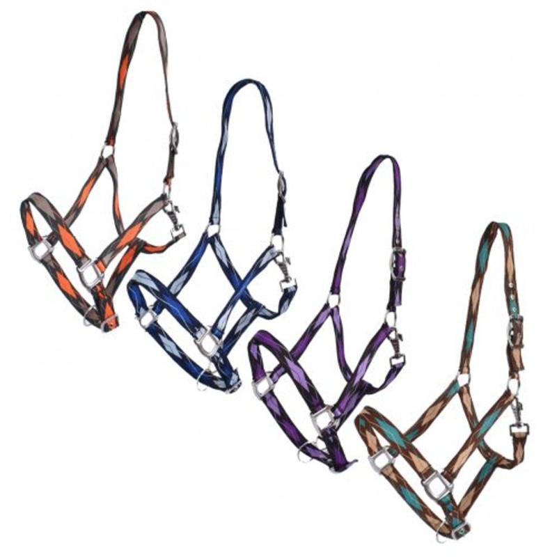 3ply Diamond Print Nylon Horse Sized Halter-FREE SHIPPING