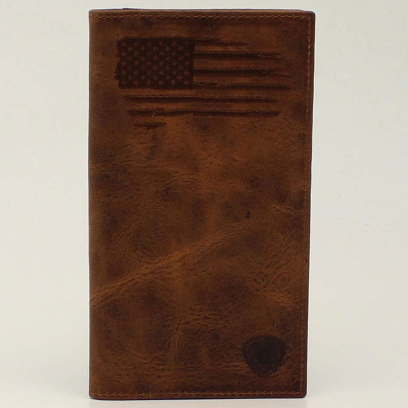 A3545802 Ariat Men’s Rodeo Distressed Stitched USA Flag Logo Shield Wallet